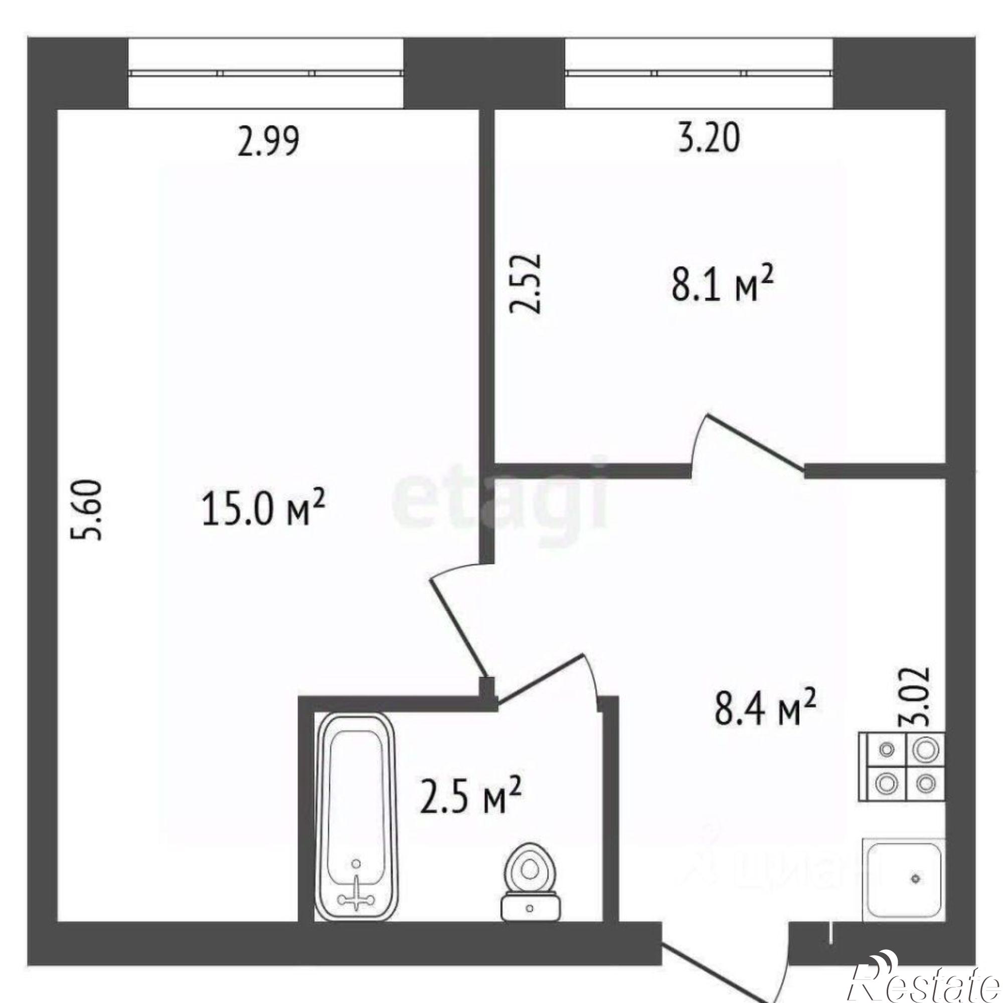 Купить квартиру за 2 940 000 рублей на Мирная улица, 8