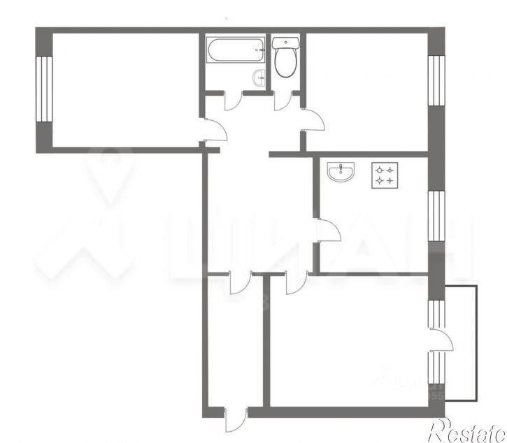 3-комн квартира Институтская улица, 26,  д. 26