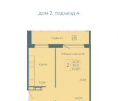 2-комн, 62 кв м, этаж 9/10 улица Веры Волошиной, 22А к1