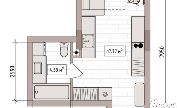 1-комн квартира в новом доме улица Терешковой, 39Б