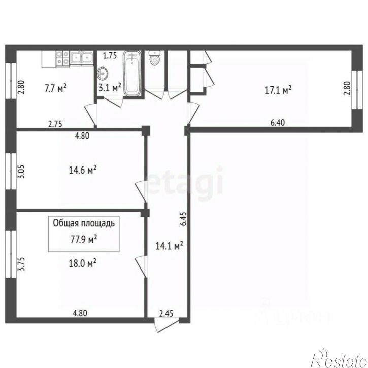3-комн квартира ул Ноградская, 2,  д. 2
