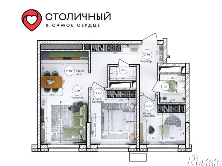 3-комн квартира в новом доме Притомский пр-кт, 23,  д. 23