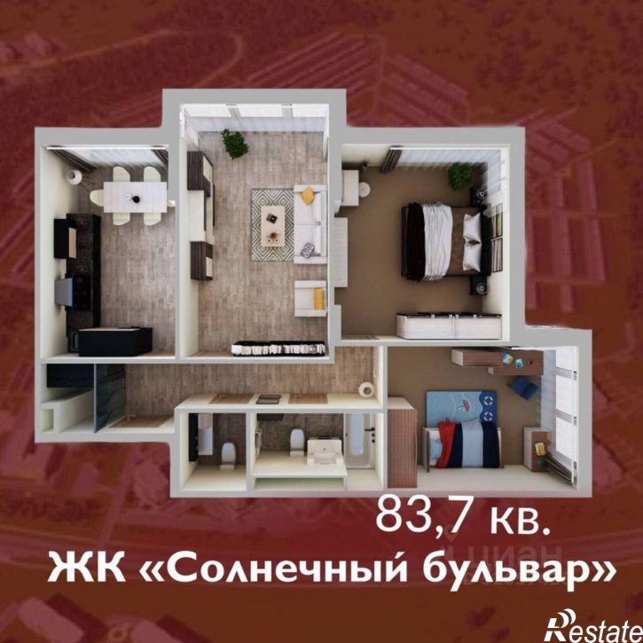 3-комн квартира в новом доме Солнечный б-р, 17,  д. 17