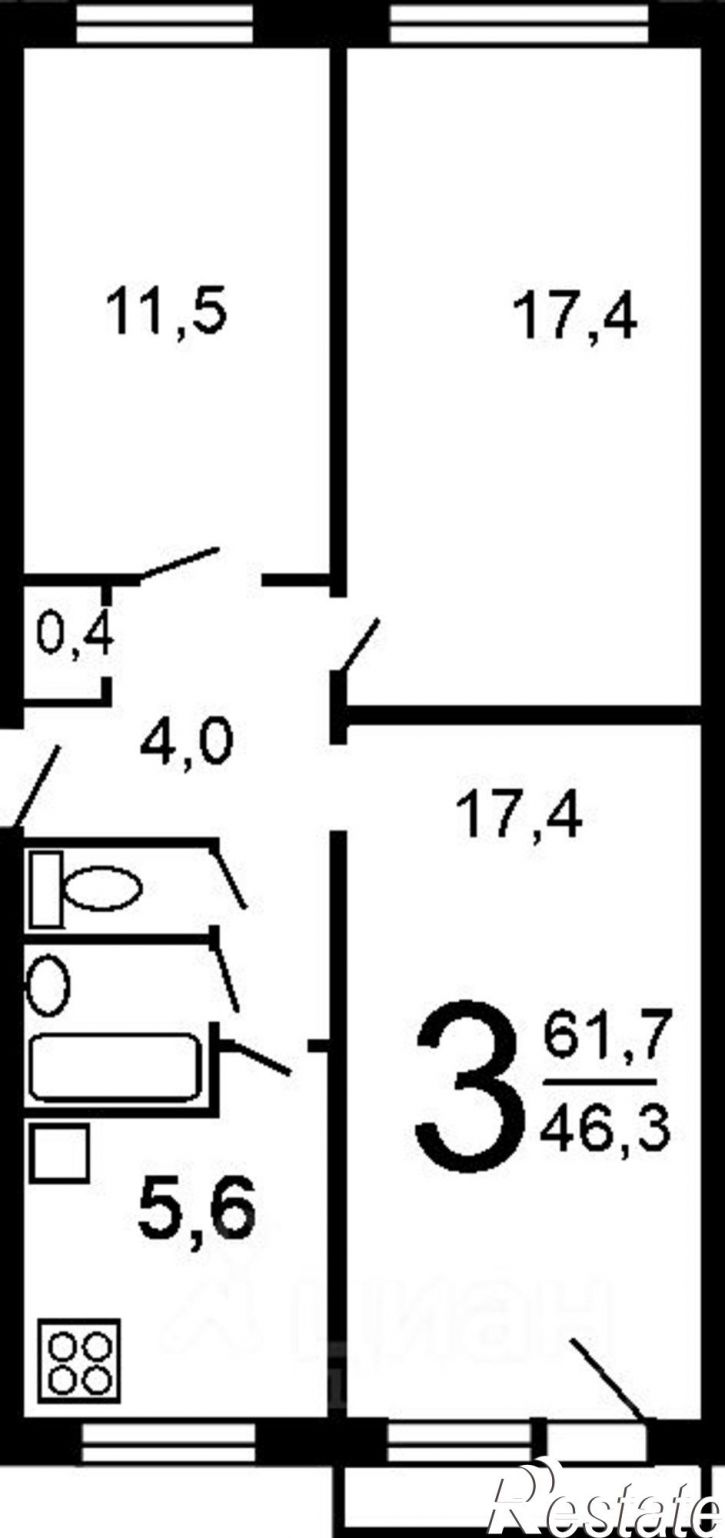 3-комн квартира Московский пр-кт, 17,  д. 17