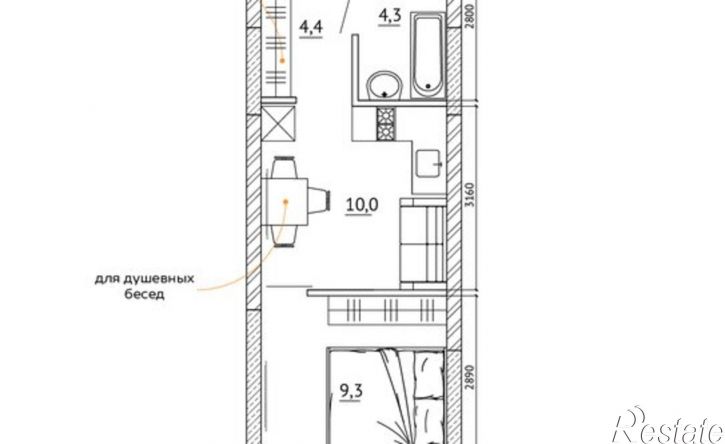 1-комн квартира улица Терешковой, 39А