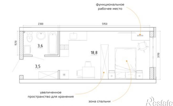 1-комн квартира в новом доме улица Терешковой, 39Б