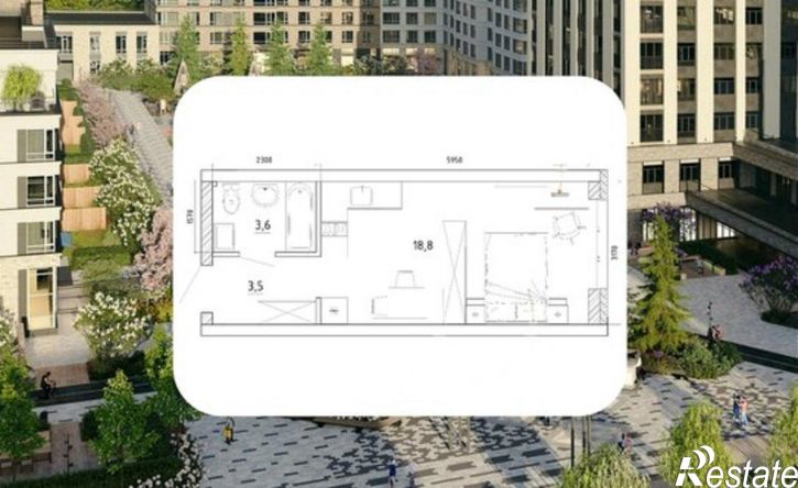 1-комн квартира в новом доме улица Терешковой, 39Б