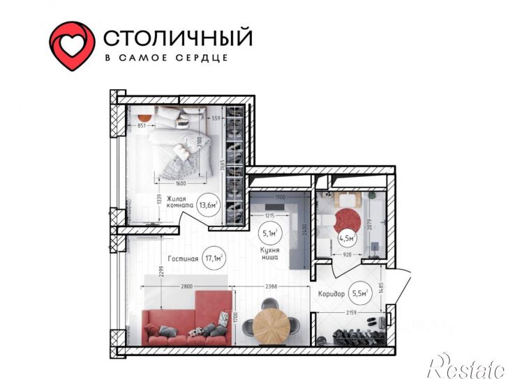 2-комн квартира в новом доме Притомский пр-кт, 23,  д. 23