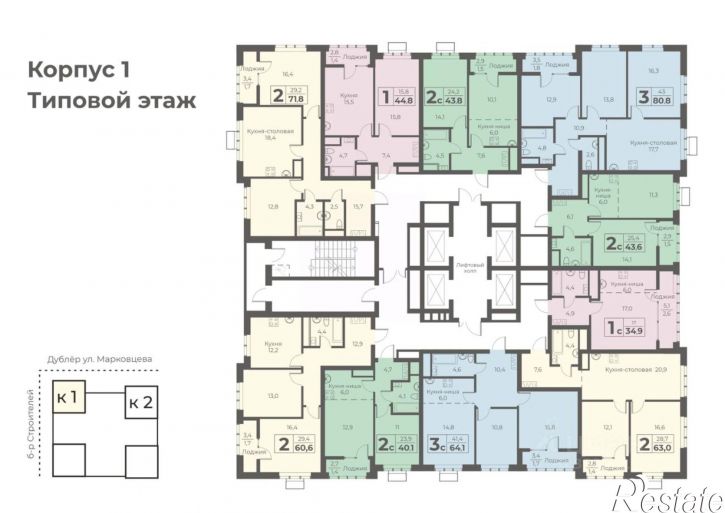 1-комн квартира в новом доме б-р Строителей, 60 5,  д. 60 5,  к. 5