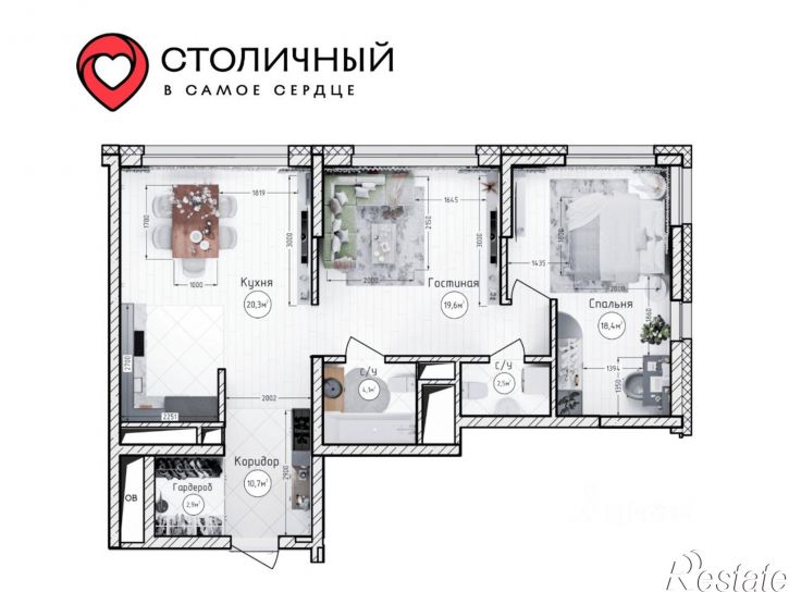 2-комн квартира в новом доме Притомский пр-кт, 23,  д. 23