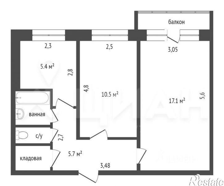 2-комн квартира Молодежный пр-кт, 8,  д. 8
