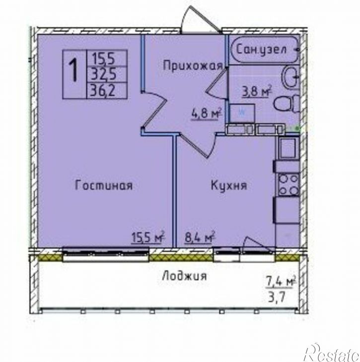 1-комн квартира ул 1-я Заречная, 11,  д. 11