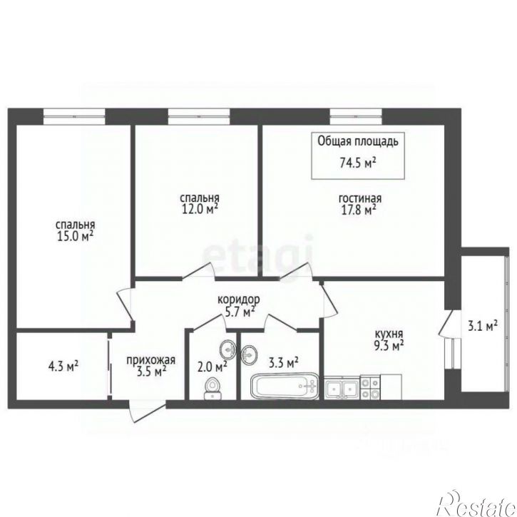 3-комн квартира б-р Строителей, 60 5,  д. 60 5,  к. 5