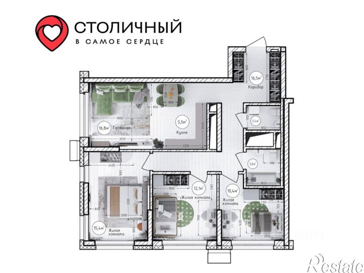 4-комн квартира в новом доме Притомский пр-кт, 23,  д. 23