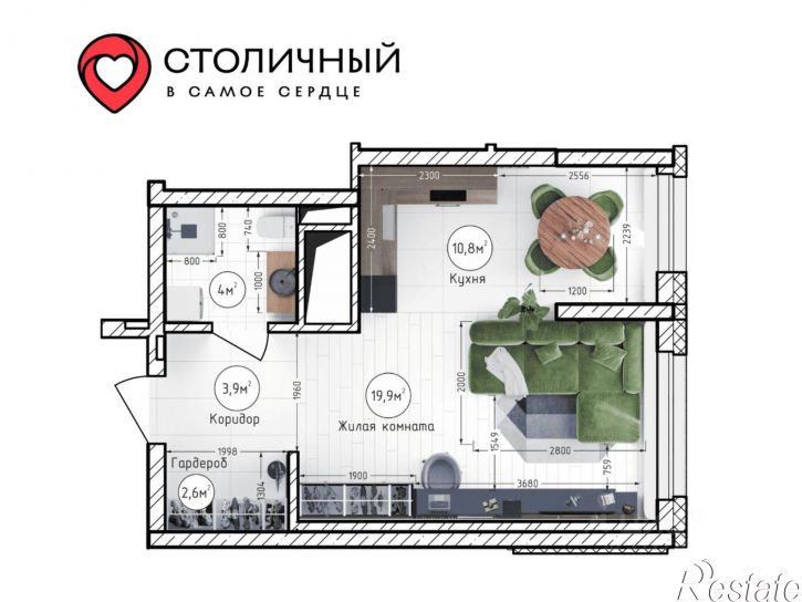 1-комн квартира в новом доме улица Терешковой, 16Б,  д. 16Б