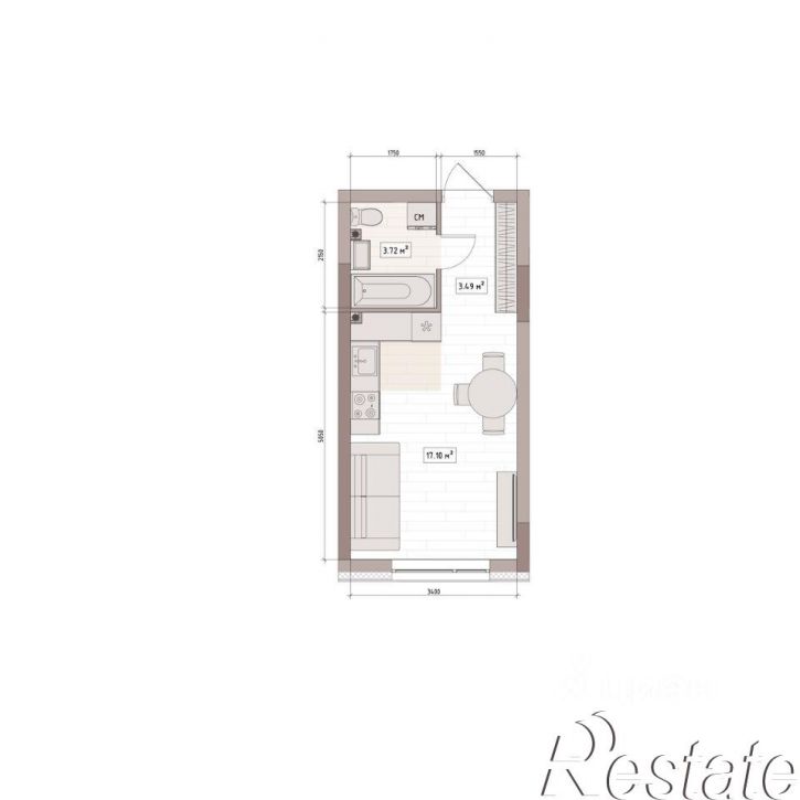 1-комн квартира в новом доме улица Терешковой, 39/2,  д. 39/2