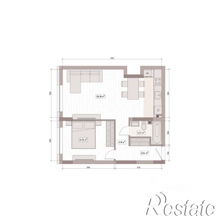2-комн квартира в новом доме улица Терешковой, 39/2,  д. 39/2