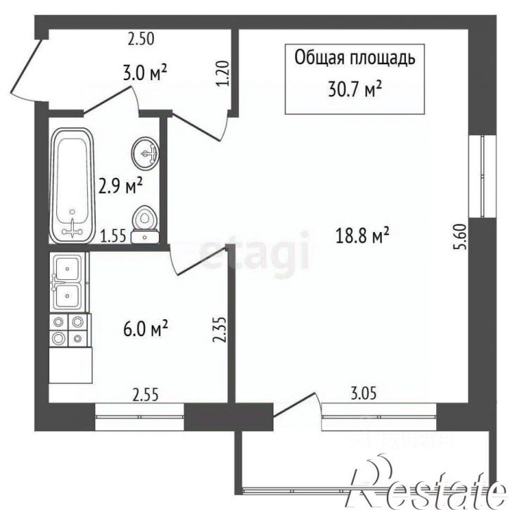 1-комн квартира улица Дзержинского, 7,  д. 7