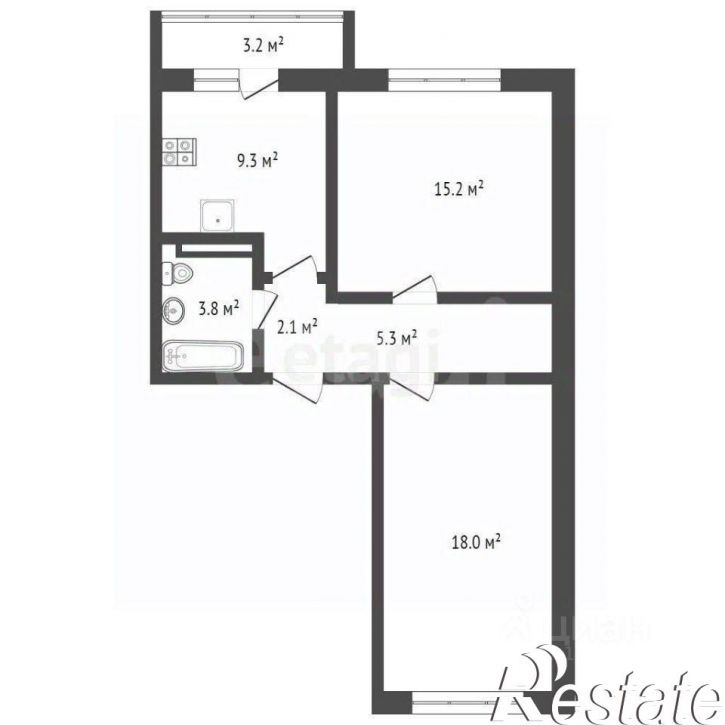 2-комн квартира Пролетарская улица, 36А,  д. 36А
