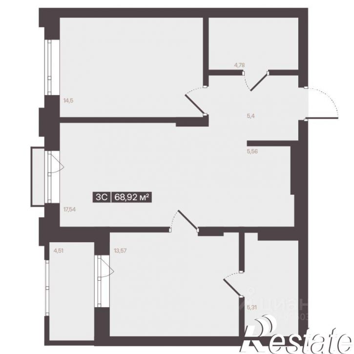 3-комн квартира в новом доме улица Гагарина, 128,  д. 128