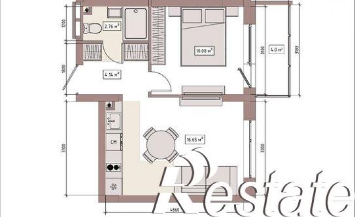 1-комн квартира в новом доме улица Терешковой, 39Б