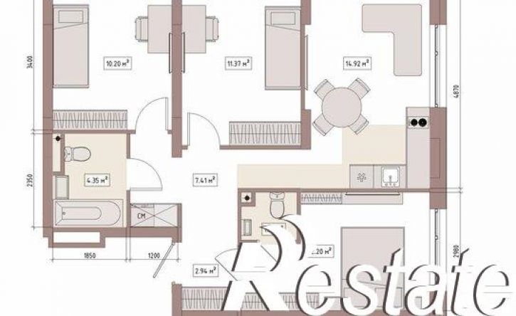 2-комн квартира в новом доме улица Терешковой, 39Б