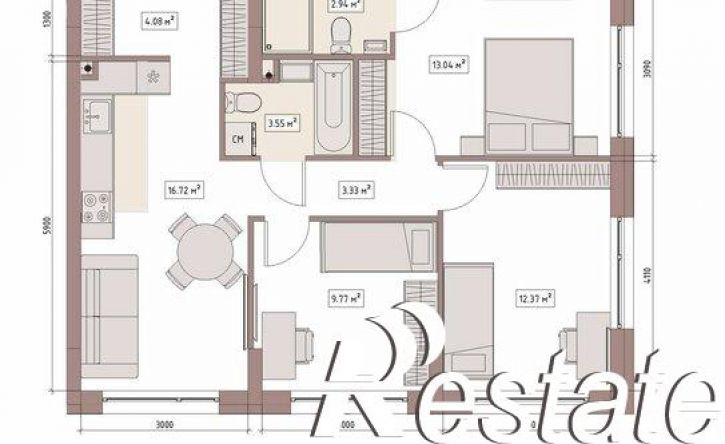 4-комн квартира в новом доме улица Терешковой, 39Б