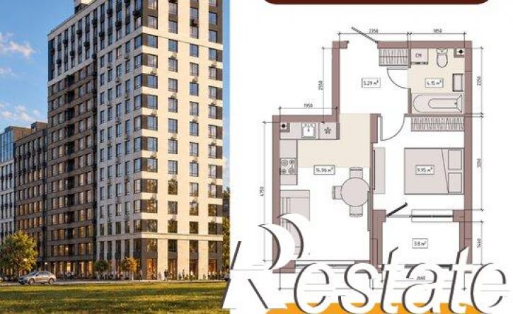 2-комн квартира в новом доме улица Терешковой, 39Б