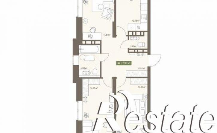 3-комн квартира в новом доме Московский проспект, 23а,  д. 23а