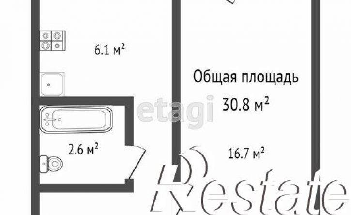 1-комн квартира Пролетарская улица, 19,  д. 19