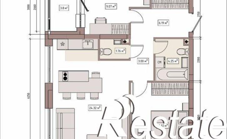 3-комн квартира в новом доме улица Терешковой, 39Б